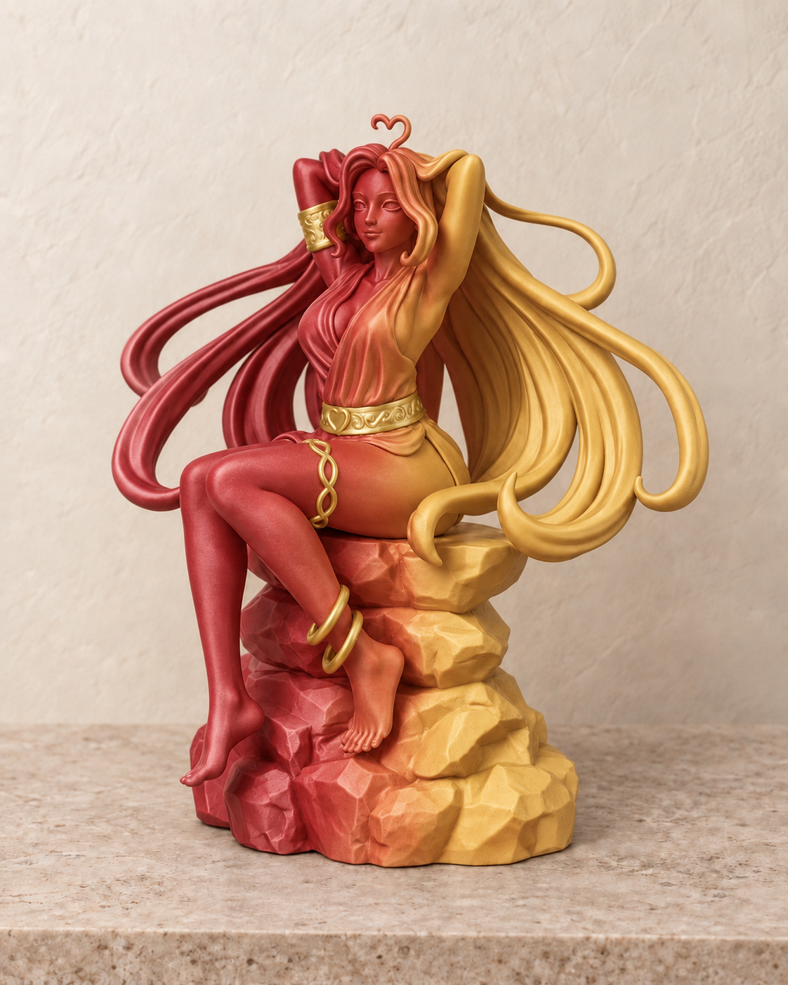 Afrodite — Vermelho e Dourado com detalhes dourados