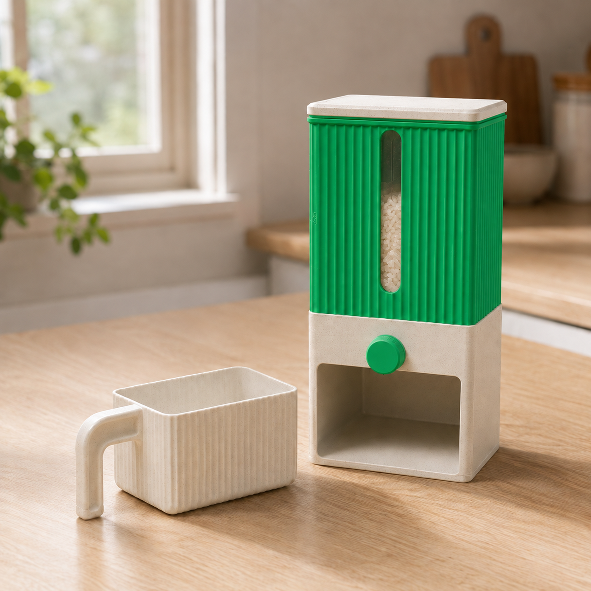 Dispenser Colheita — Verde com base e copo claros