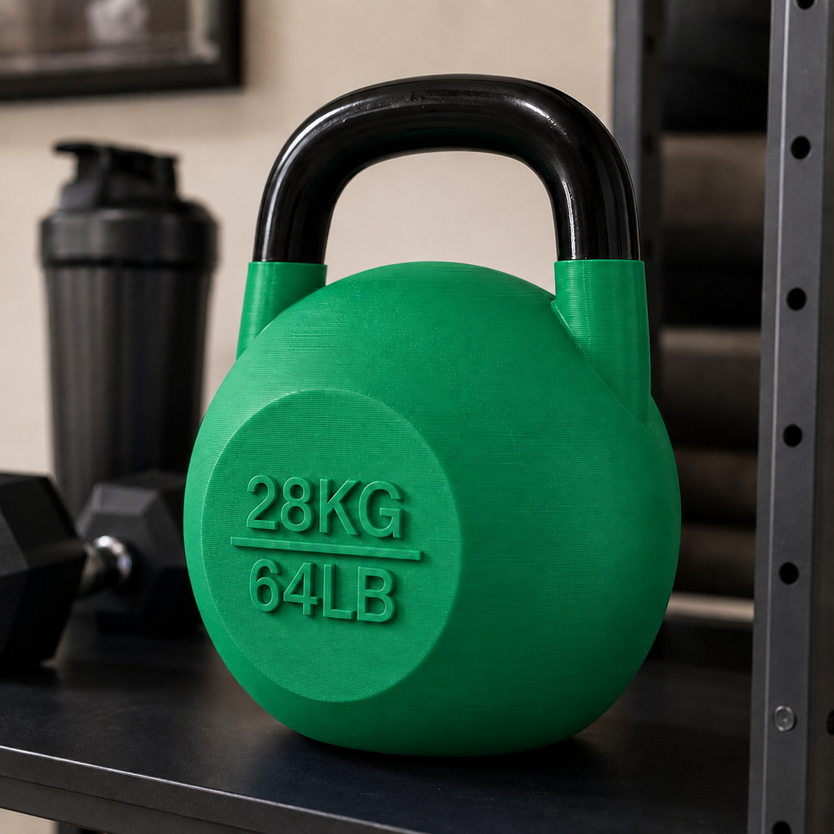 Pote Kettlebell Verde com alça preta