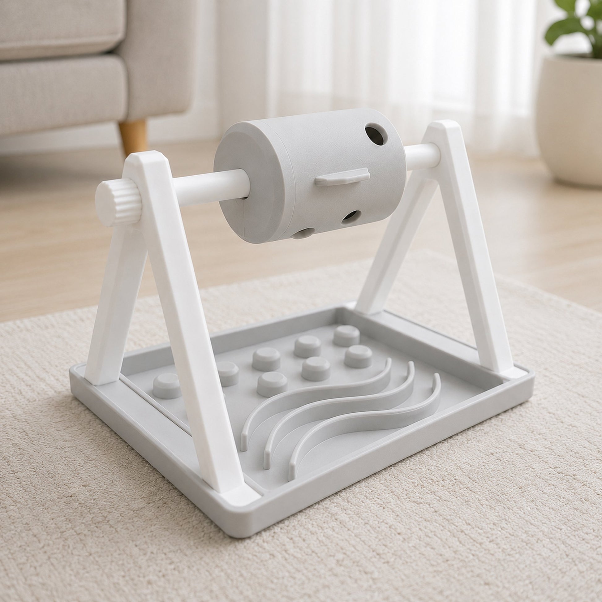 Brinquedo dispenser de petiscos cinza