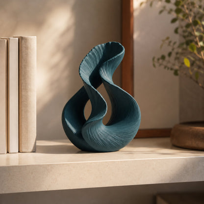 Escultura Twin Flow azul petróleo