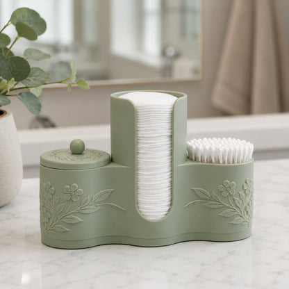 Organizador de banheiro floral verde sage