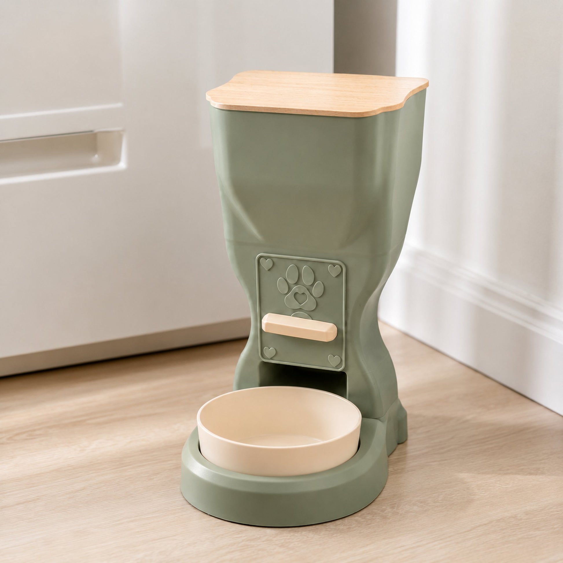 Comedouro dispenser de ração verde sage