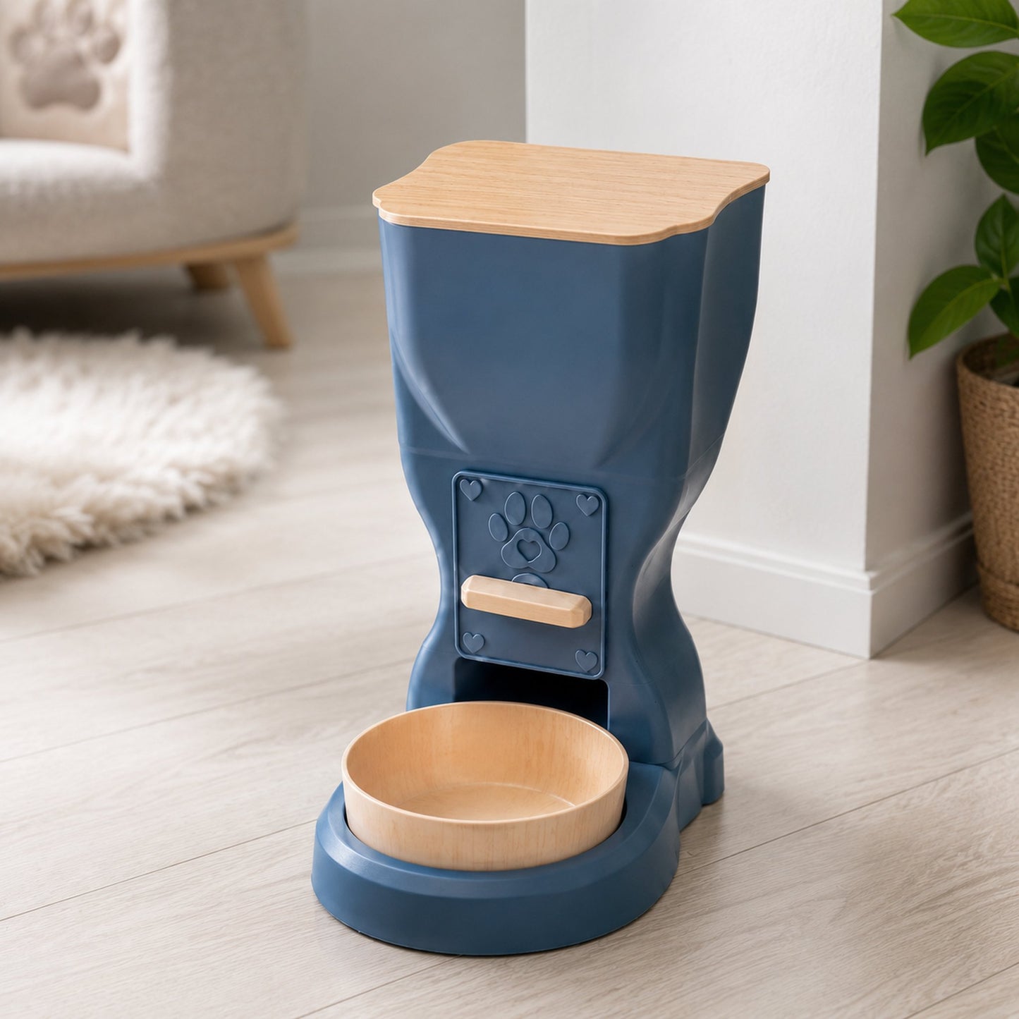 Comedouro dispenser de ração azul