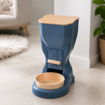 Comedouro dispenser de ração azul