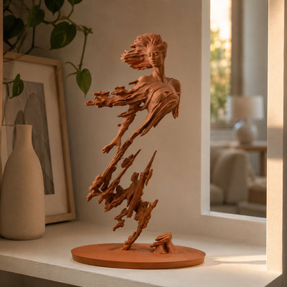 Escultura A Fonte terracota num nicho aconchegante