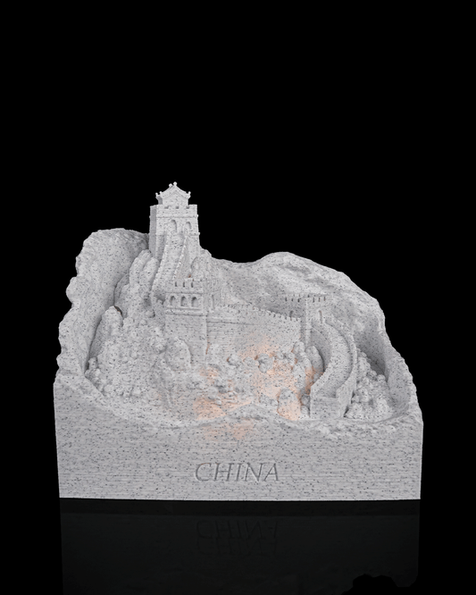Luminária da Muralha da China acesa