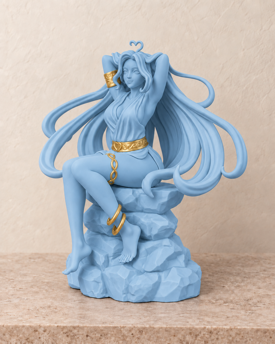 Afrodite — Azul Celeste com detalhes dourados