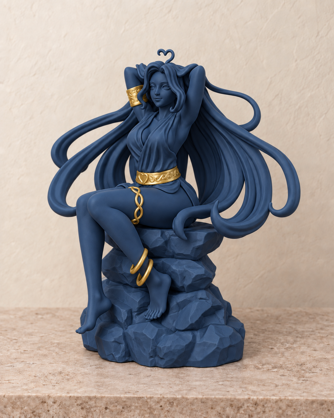 Afrodite — Dark Blue com detalhes dourados