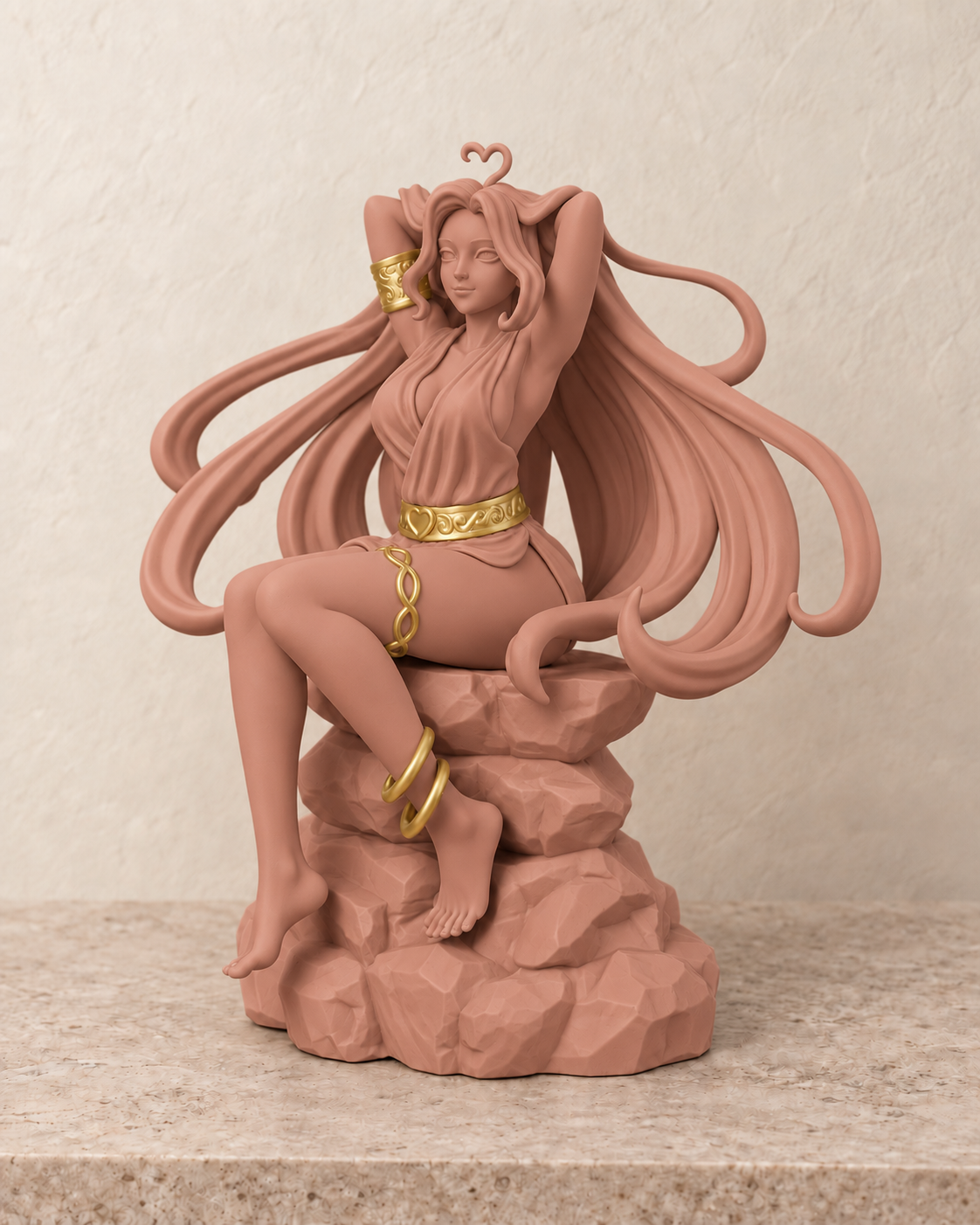 Afrodite — Marrom Terracota com detalhes dourados
