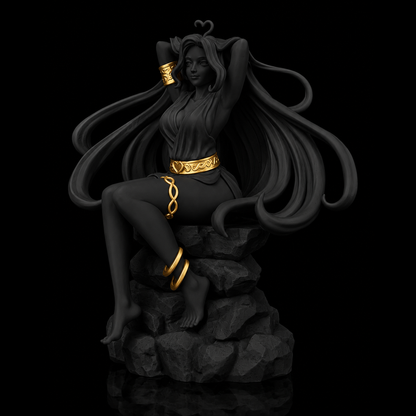 Estátua Afrodite - preto com detalhes dourados