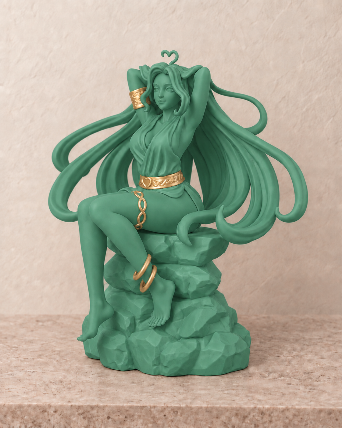 Afrodite — Verde com detalhes dourados