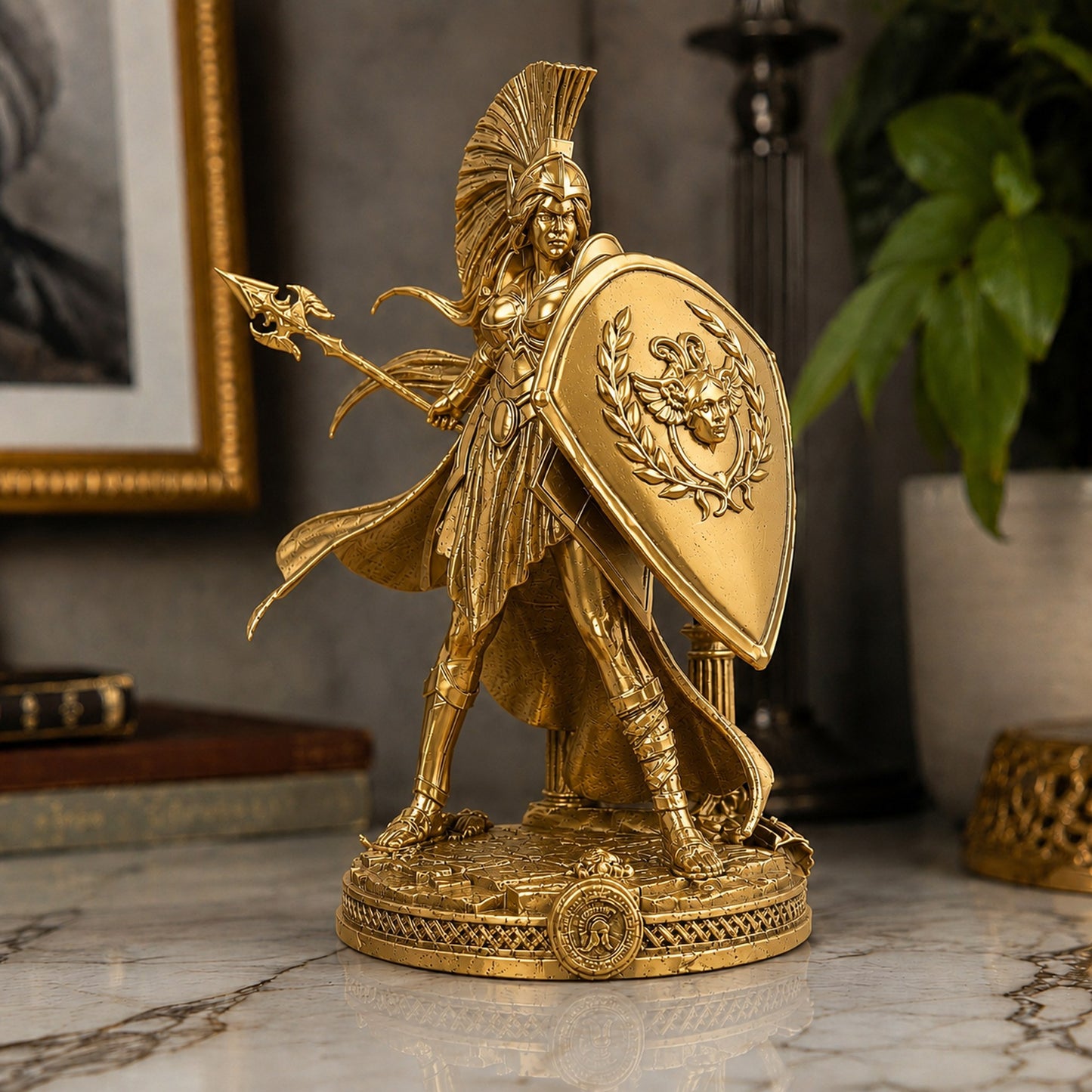 Estátua Atena - dourado