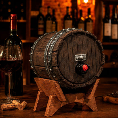 Barril de carvalho dispenser de vinho - nogueira escura