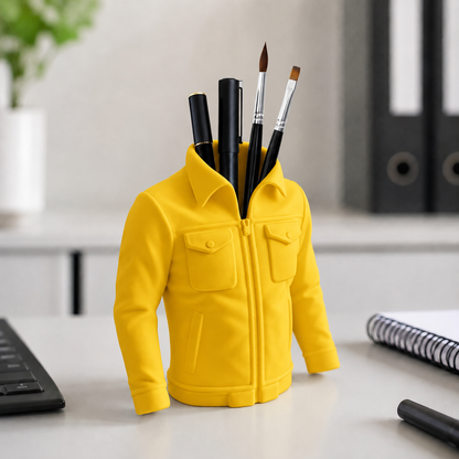 Blazer — Amarelo — Organizador de mesa jaqueta com canetas e pincéis
