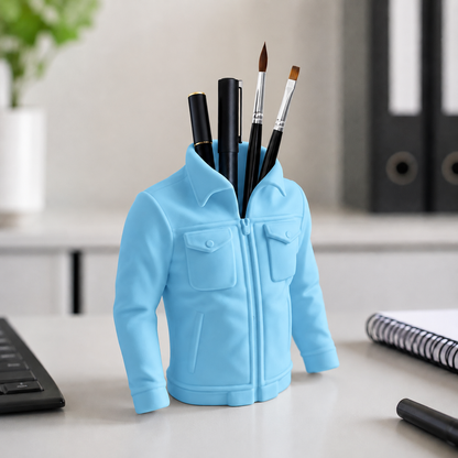 Blazer — Azul Celeste — Organizador de mesa jaqueta com canetas e pincéis