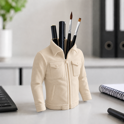 Blazer — Bege — Organizador de mesa jaqueta com canetas e pincéis