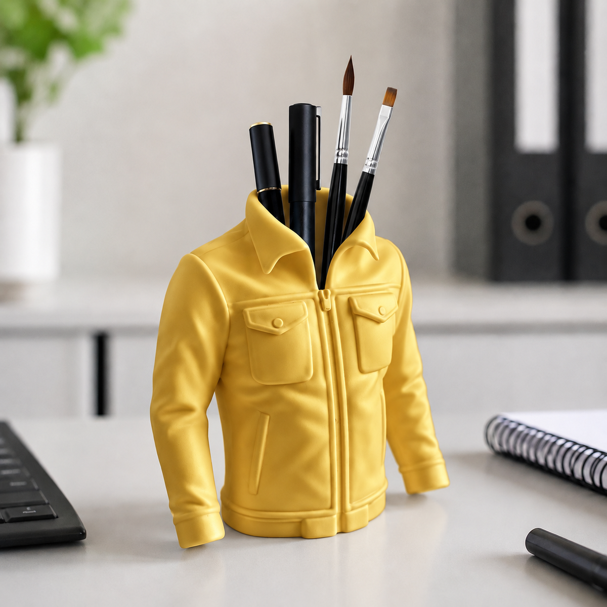Blazer — Dourado — Organizador de mesa jaqueta com canetas e pincéis