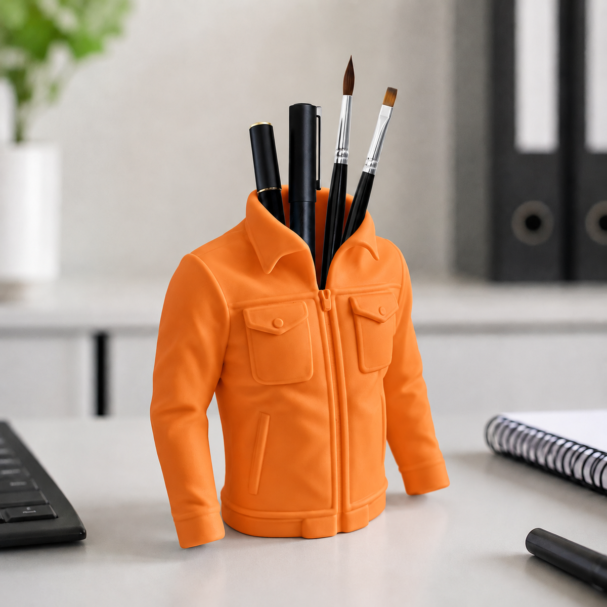 Blazer — Laranja — Organizador de mesa jaqueta com canetas e pincéis