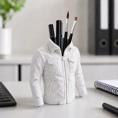 Blazer — Mármore — Organizador de mesa jaqueta com canetas e pincéis