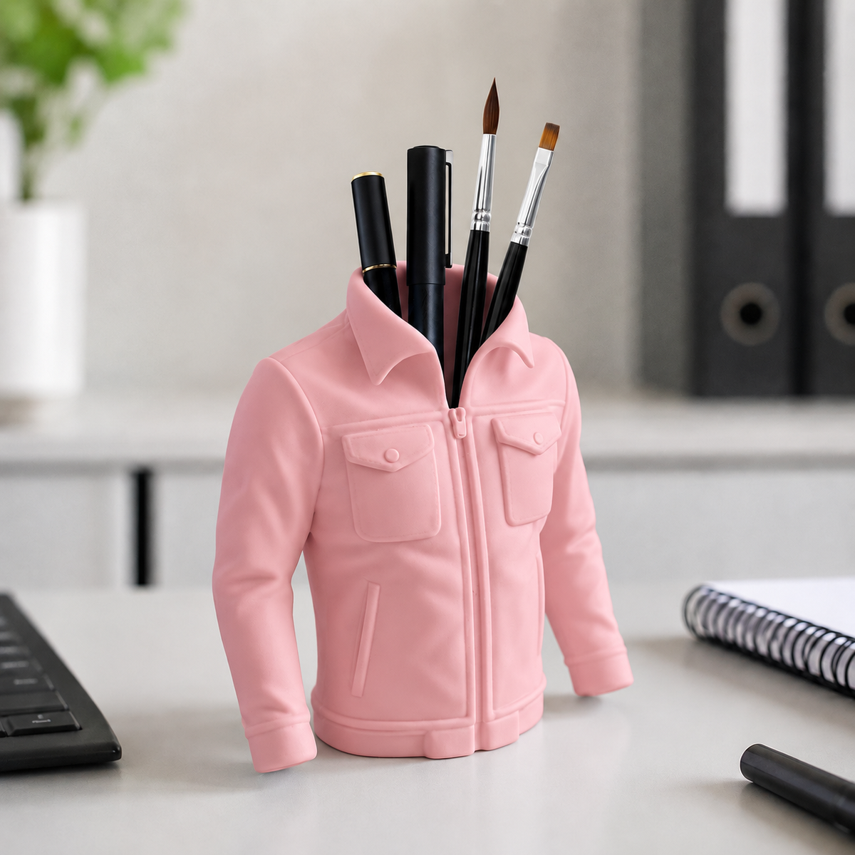 Blazer — Rosa — Organizador de mesa jaqueta com canetas e pincéis