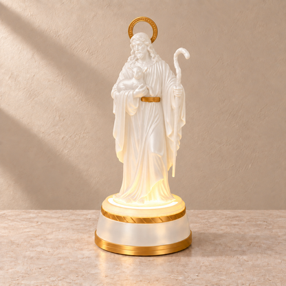 Bom Pastor Iluminado — Translúcido perolado com detalhes dourados