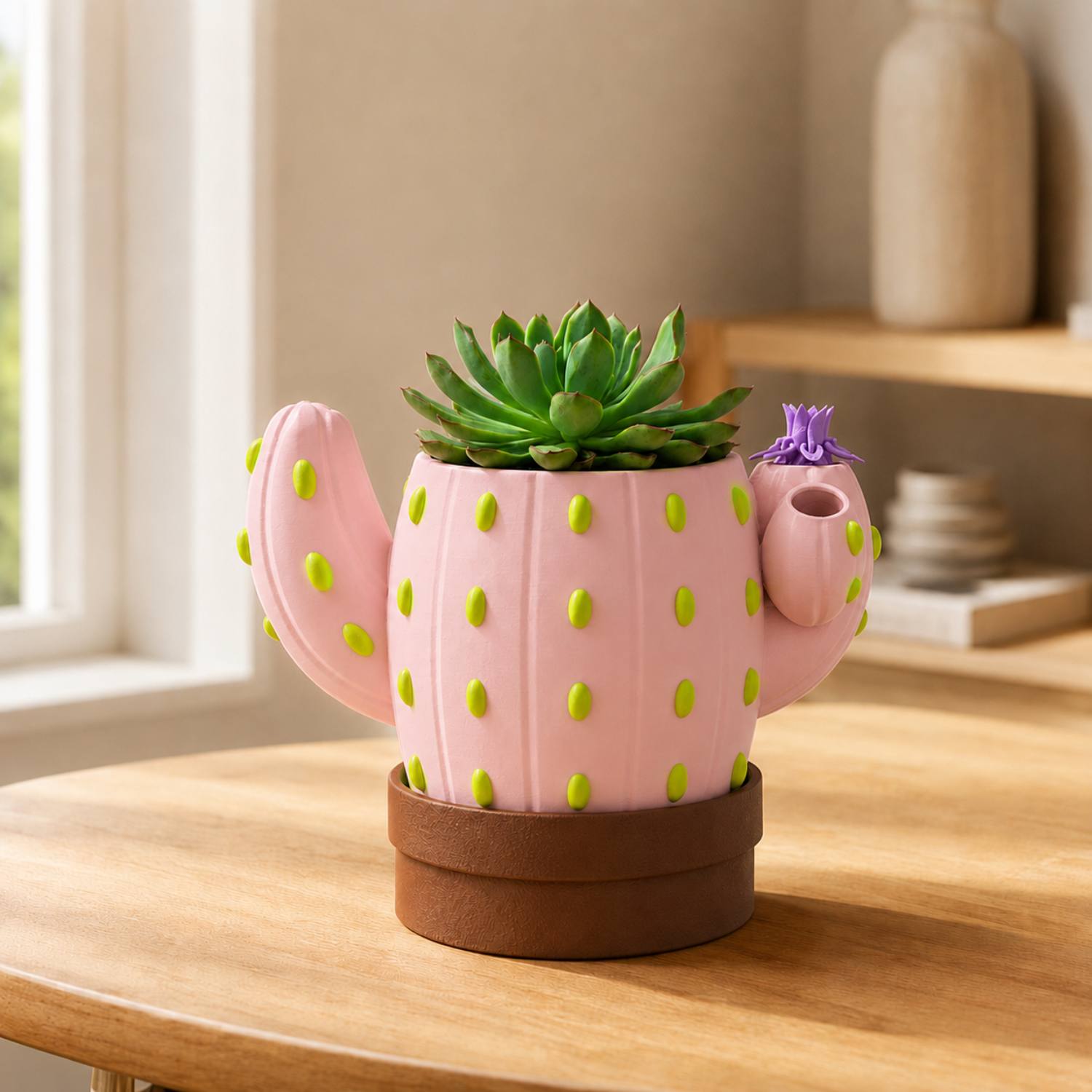 Vaso Cacto Sinalizador terracota em ambiente decorado