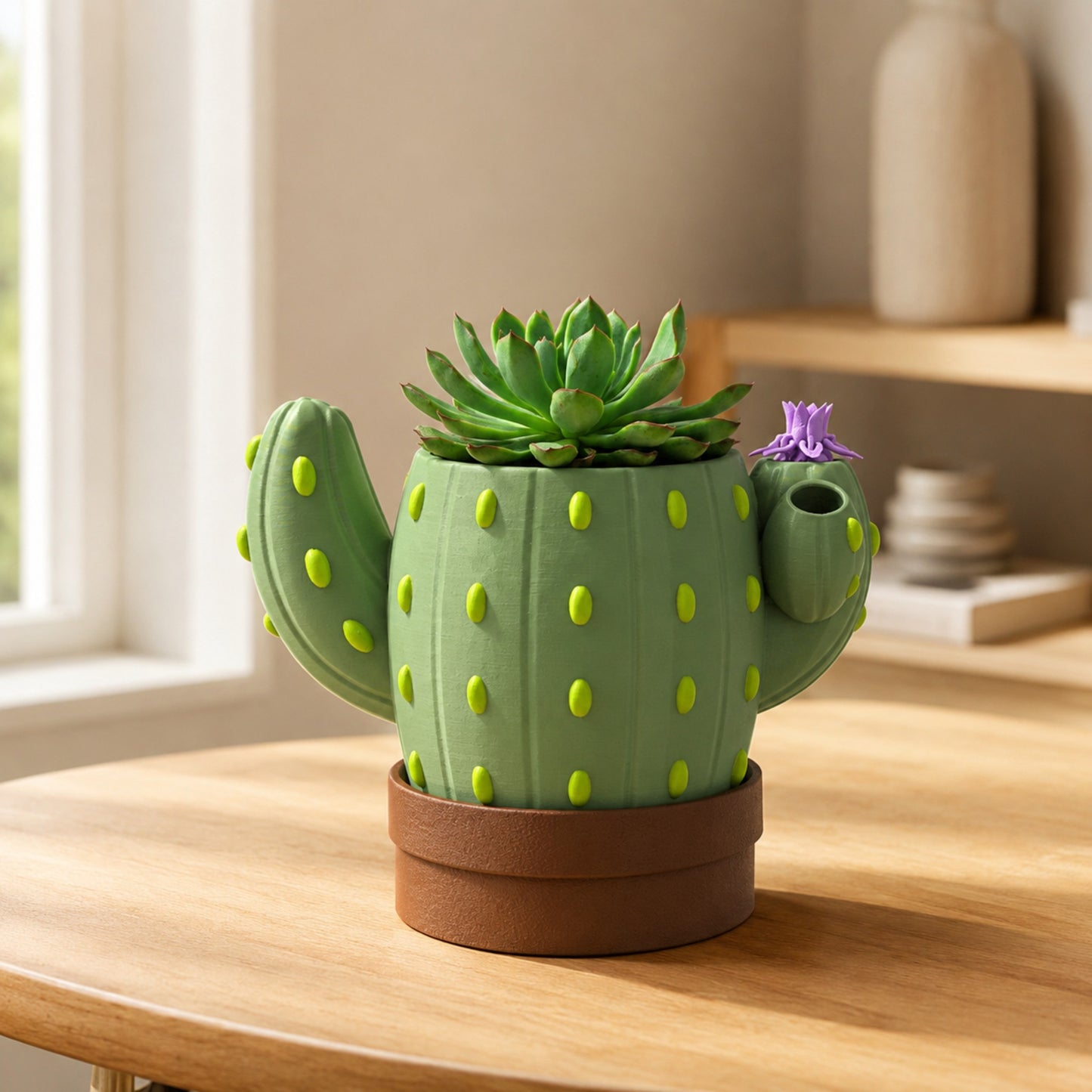 Vaso Cacto Sinalizador branco em ambiente decorado
