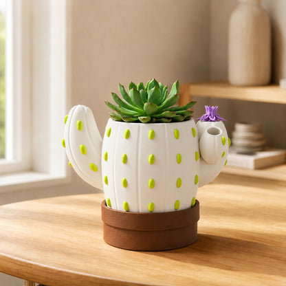 Vaso Cacto Sinalizador terracota em ambiente decorado