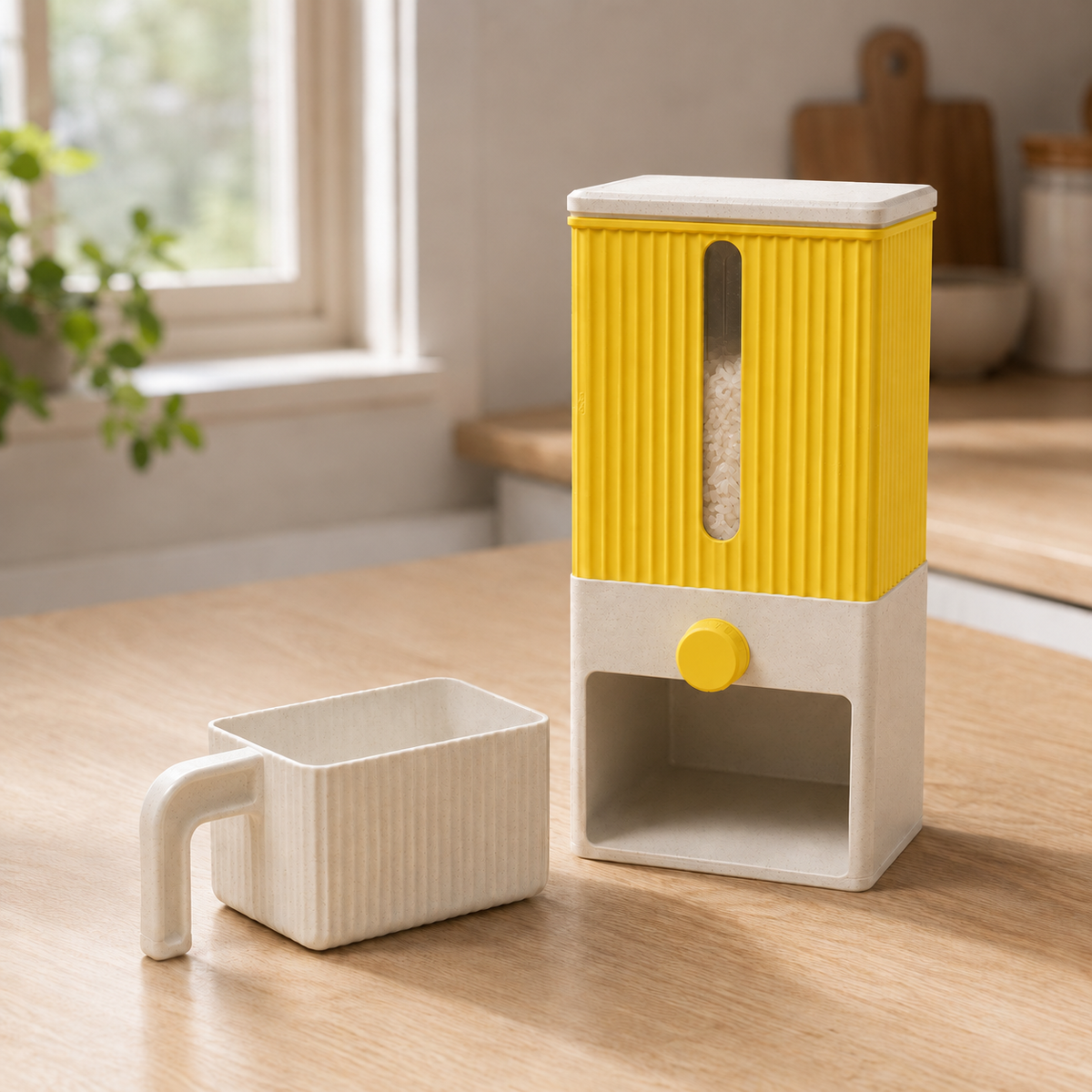 Dispenser Colheita — Amarelo com base e copo claros