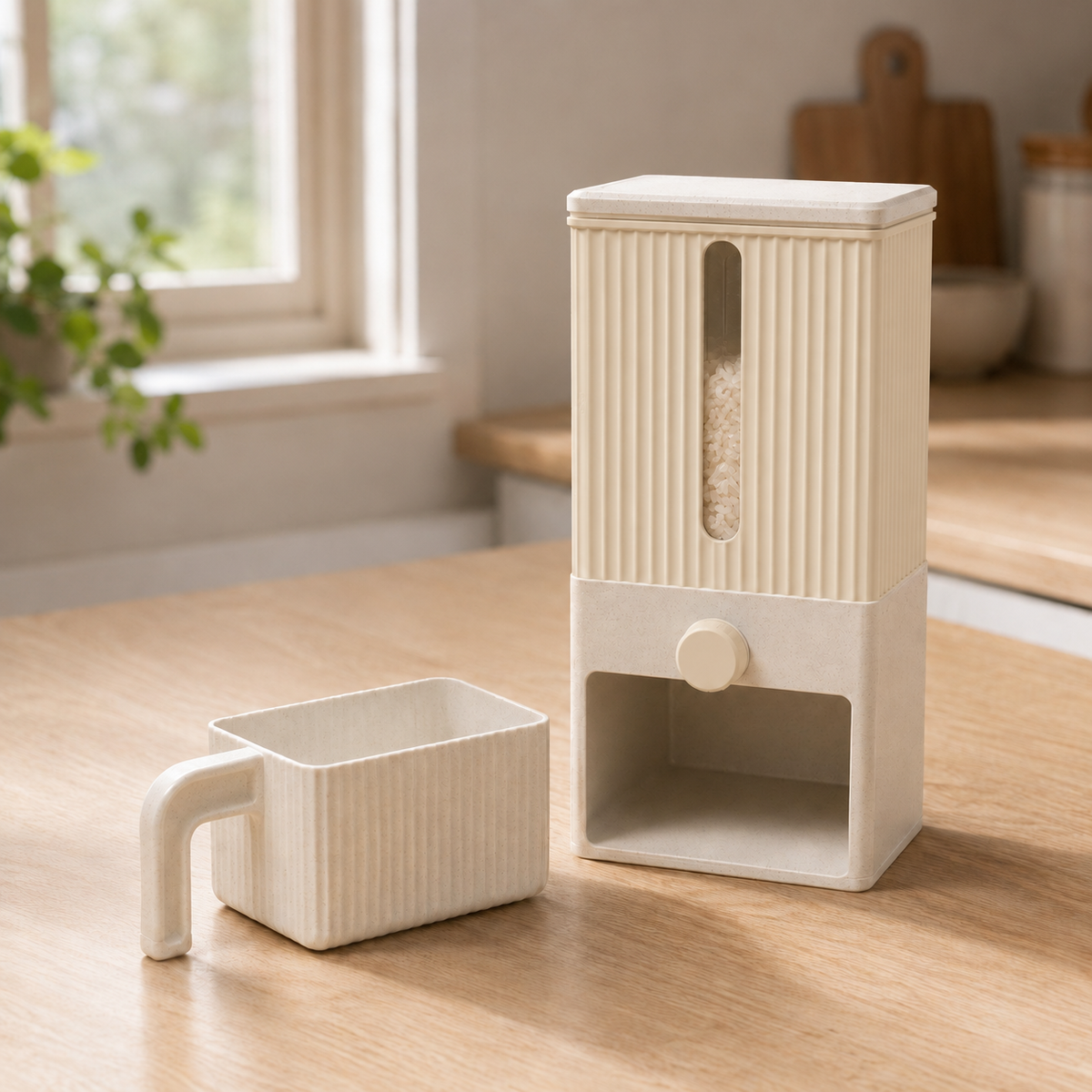 Dispenser Colheita — Bege com base e copo claros