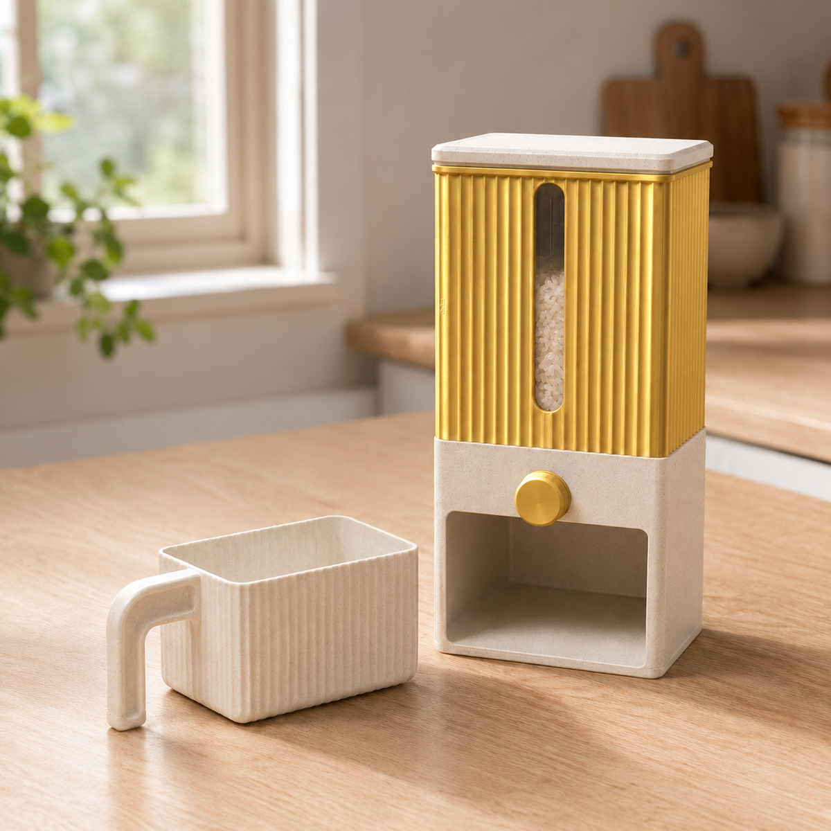 Dispenser Colheita — Dourado com base e copo claros