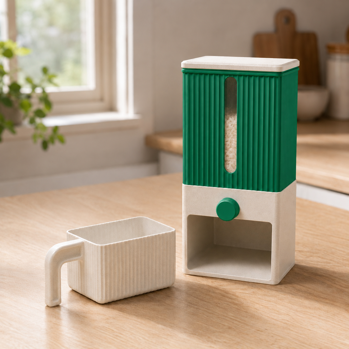 Dispenser Colheita — Holly Green com base e copo claros