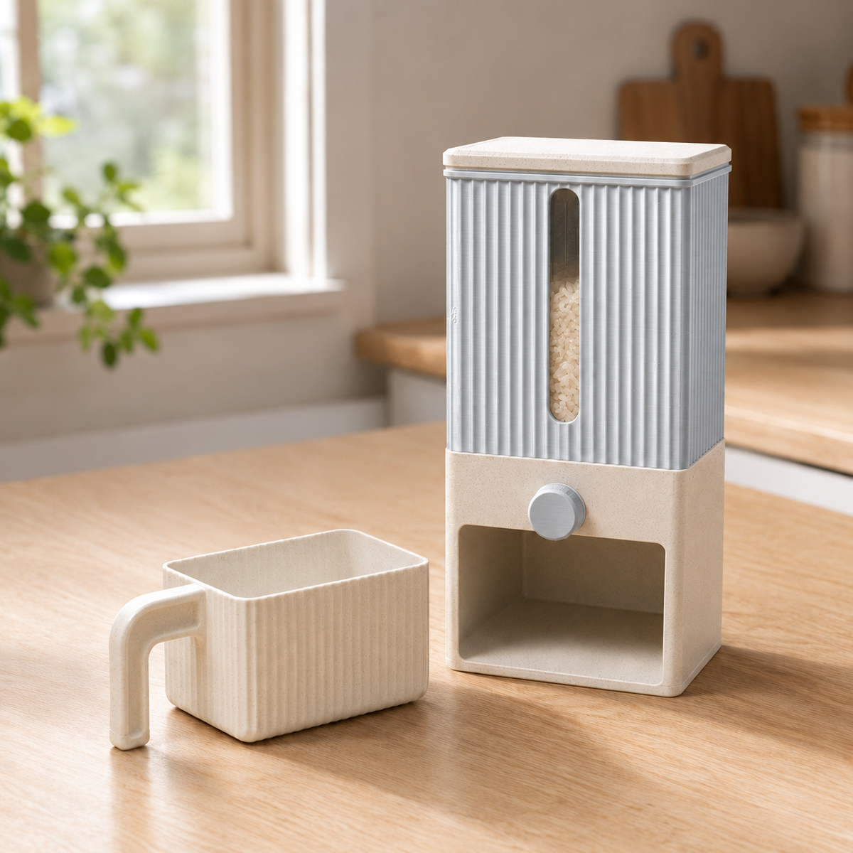 Dispenser Colheita — Prata com base e copo claros