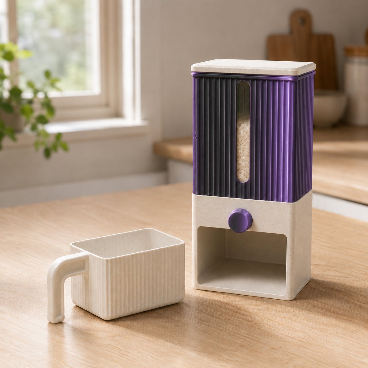 Dispenser Colheita — Preto e Roxo com base e copo claros