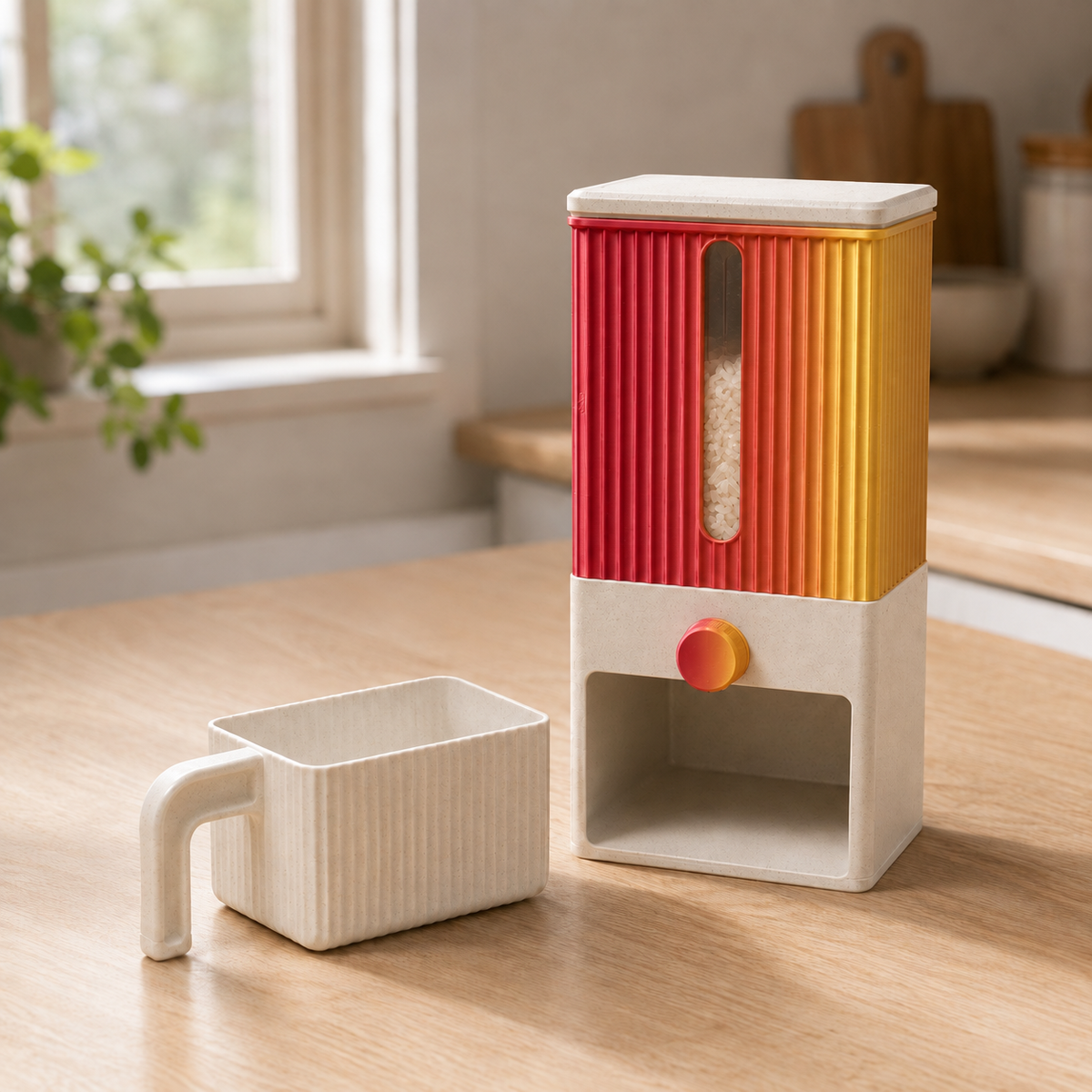 Dispenser Colheita — Vermelho e Dourado com base e copo claros