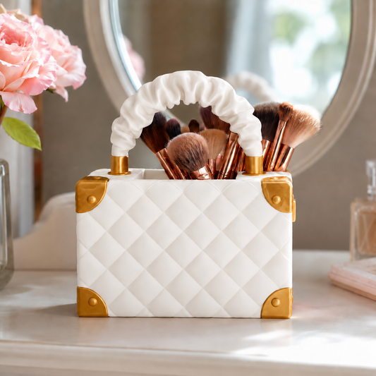 Vaso Bolsa Couture — Branco com detalhes dourados