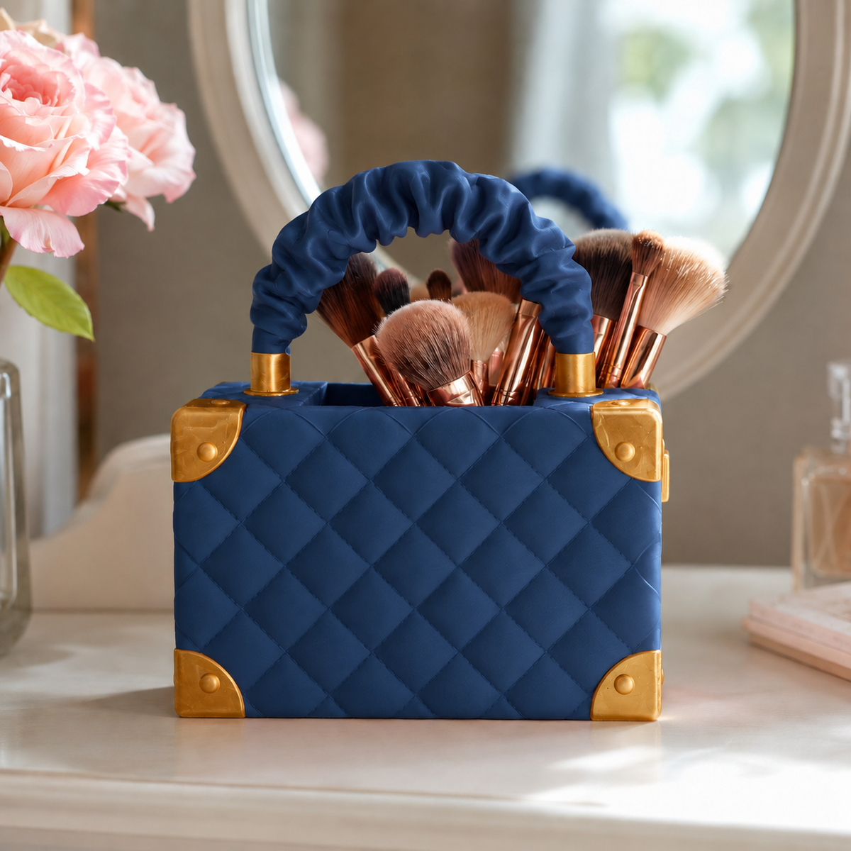 Vaso Bolsa Couture — Dark Blue com detalhes dourados