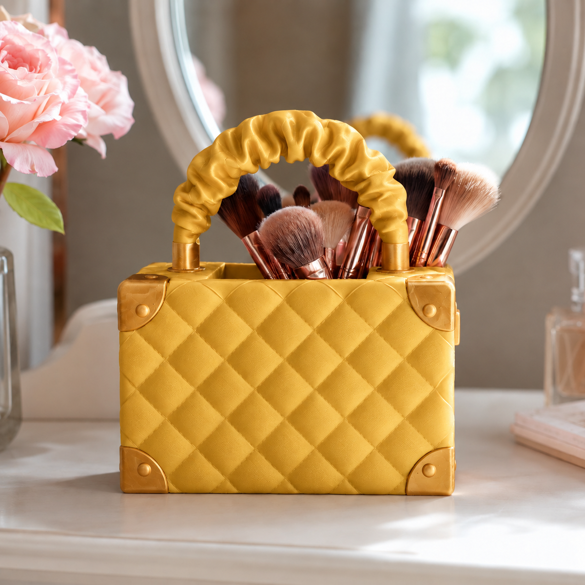 Vaso Bolsa Couture — Dourado com detalhes dourados
