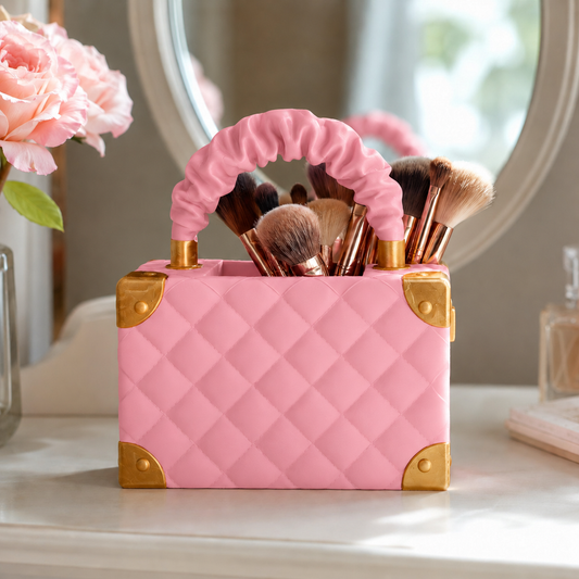 Vaso Bolsa Couture — Rosa com detalhes dourados