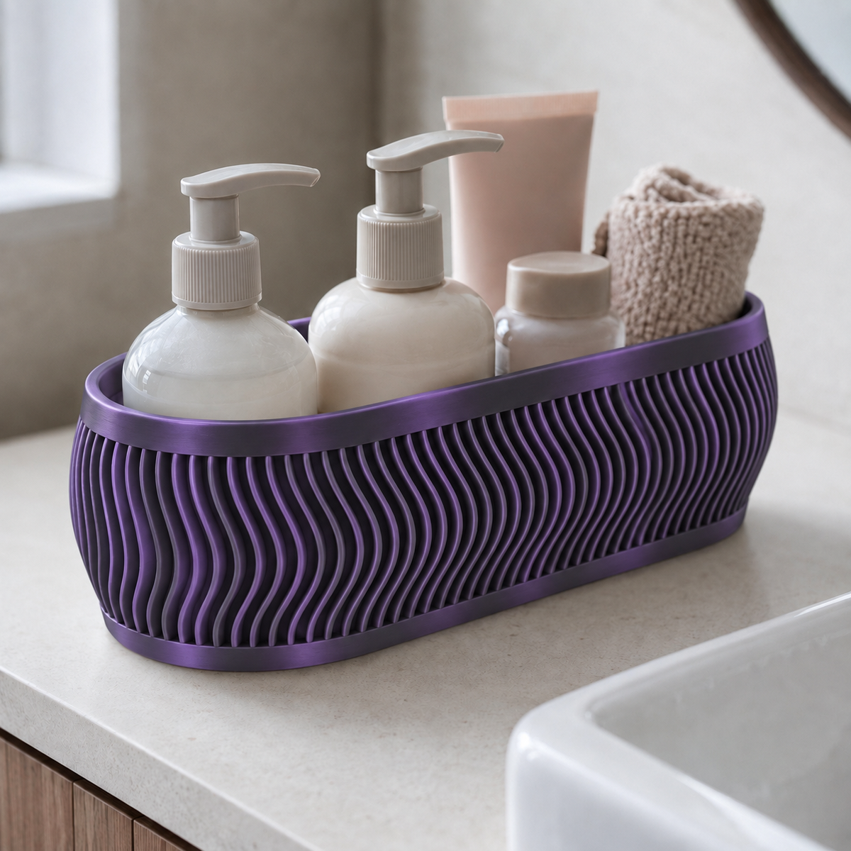 Elipse — Preto e Roxo — Organizador multiuso oval