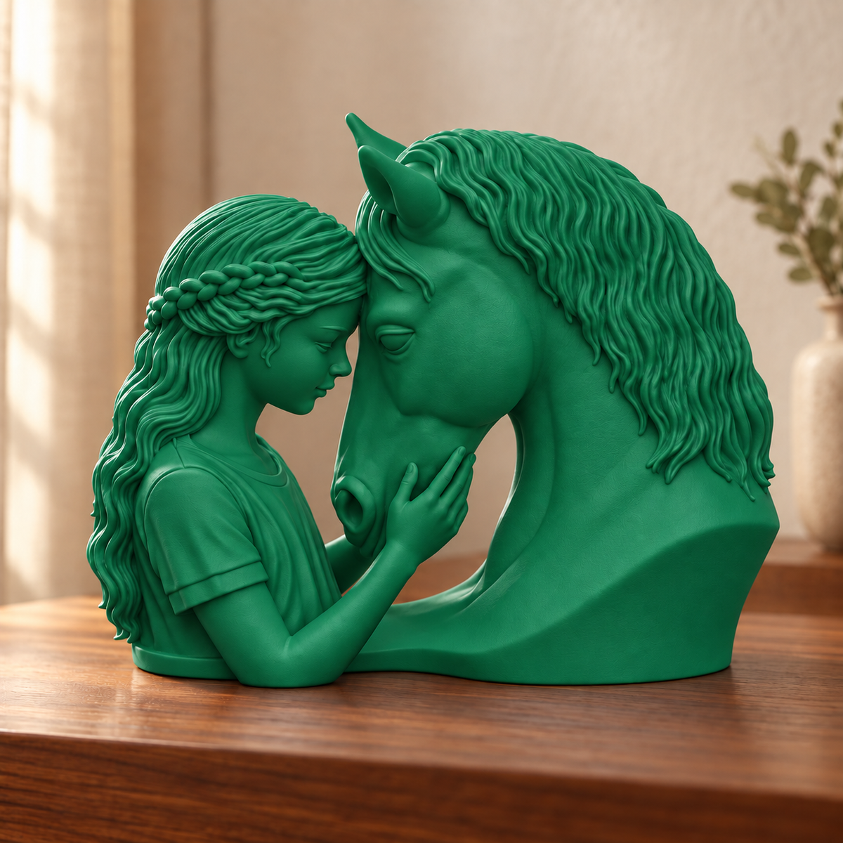 Elo — escultura mulher com cavalo, Holly Green