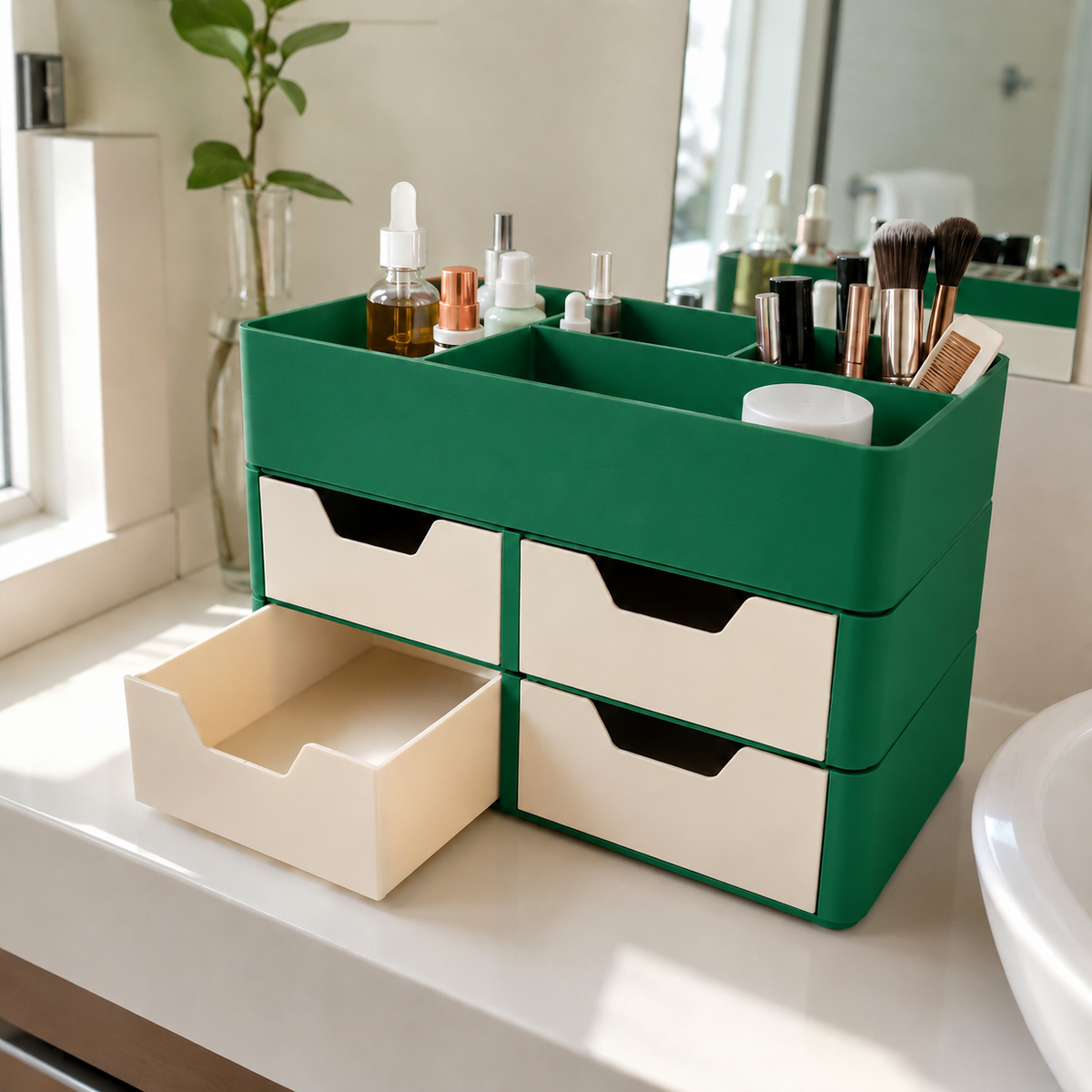 Organizador Escriba — Holly Green com gavetas claras