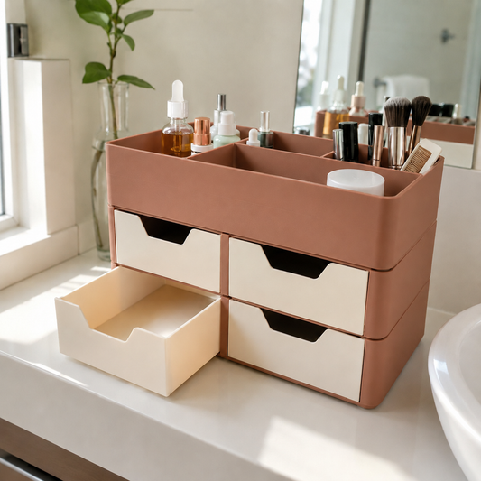 Organizador Escriba — Marrom Terracota com gavetas claras