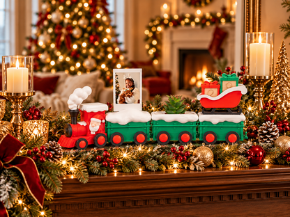 Trenzinho de Natal em sala com decoração clássica