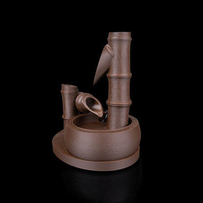 Fonte Bamboo Flow em close, bambu e bacia