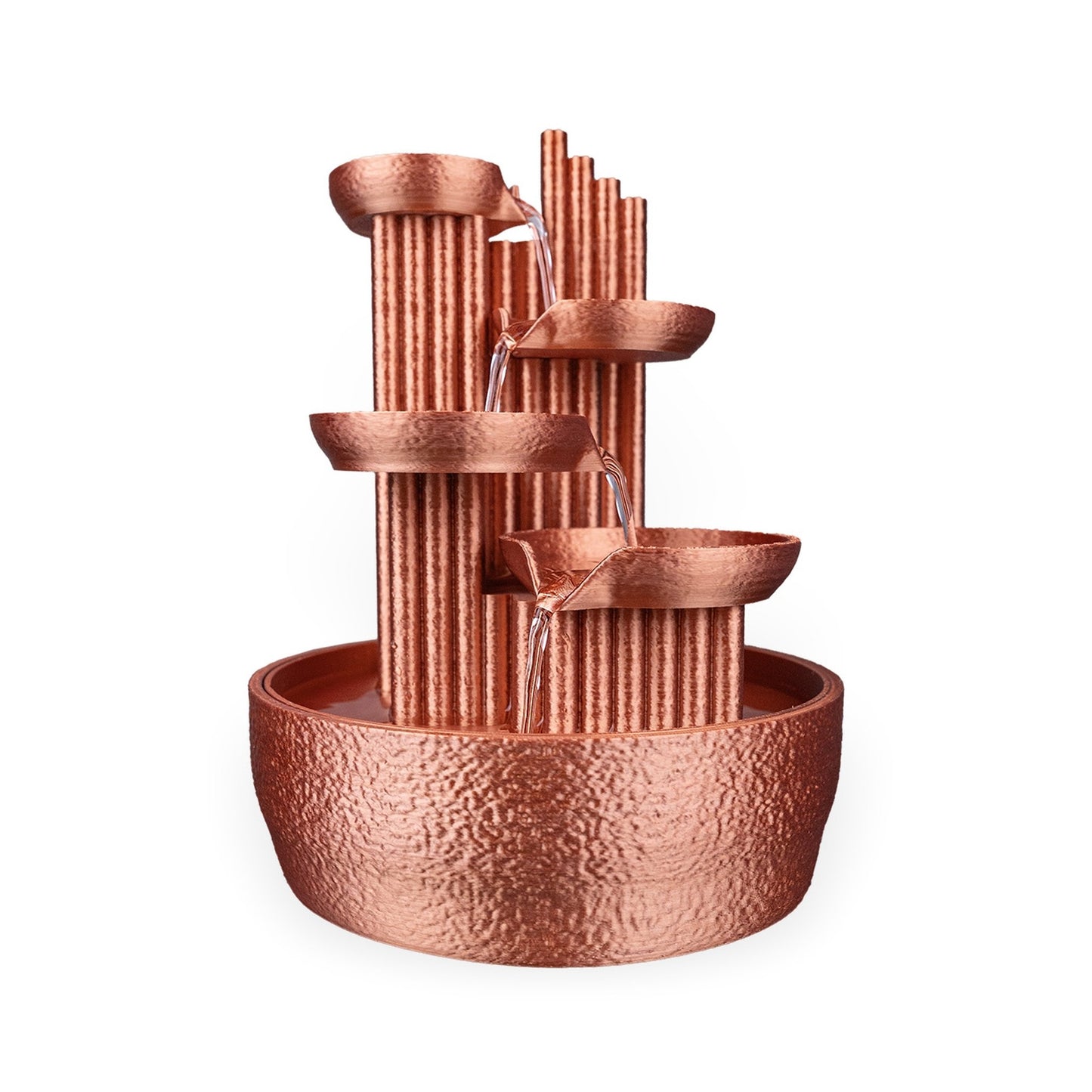 Fonte de mesa Quiet Principle, cascata de três níveis em tom marrom terracota