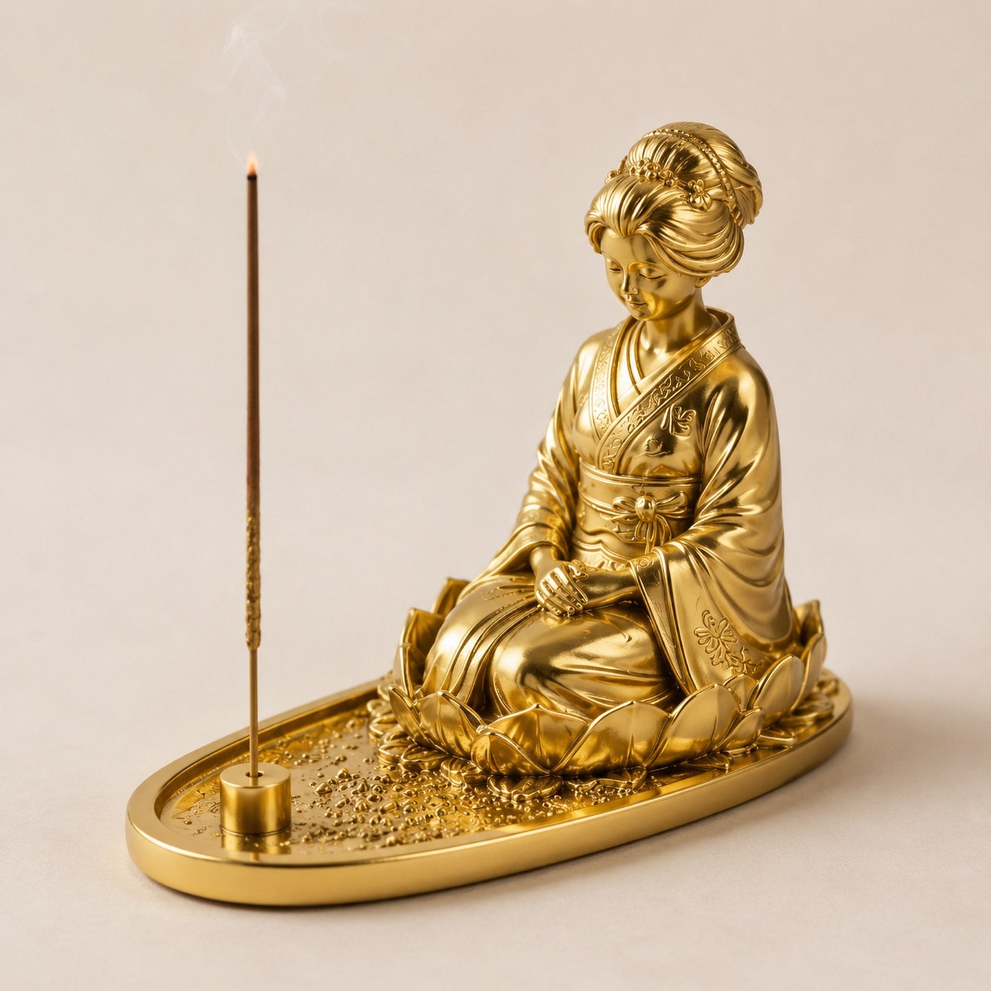 Suporte de incenso geisha lótus - dourado