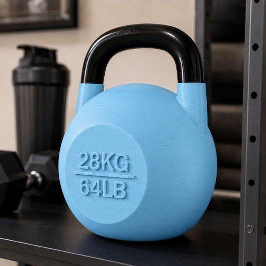 Pote Kettlebell Azul Celeste com alça preta
