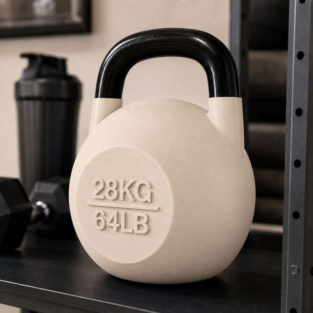 Pote Kettlebell Bege com alça preta